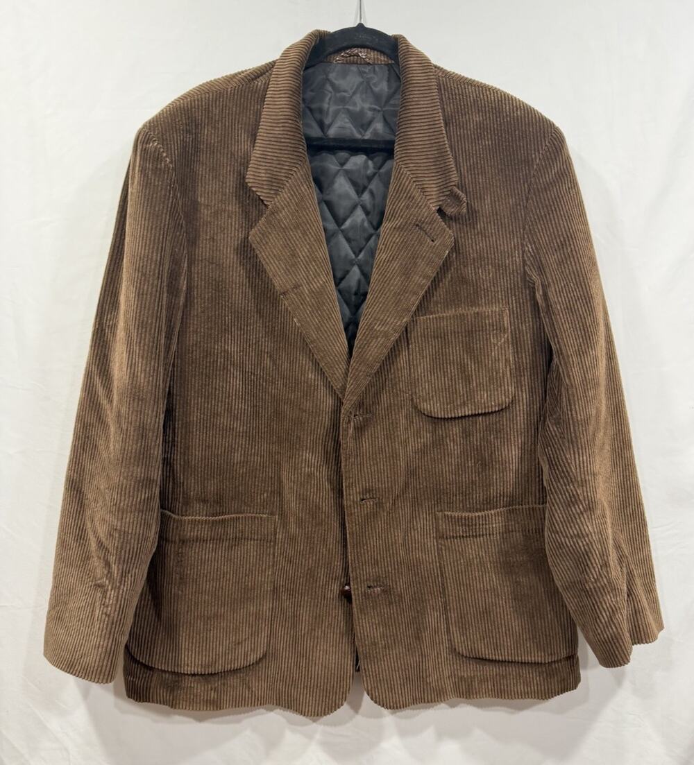 LL Bean L Brown Corduroy Thinsuate Quilted Lining Sports Coat Jacket